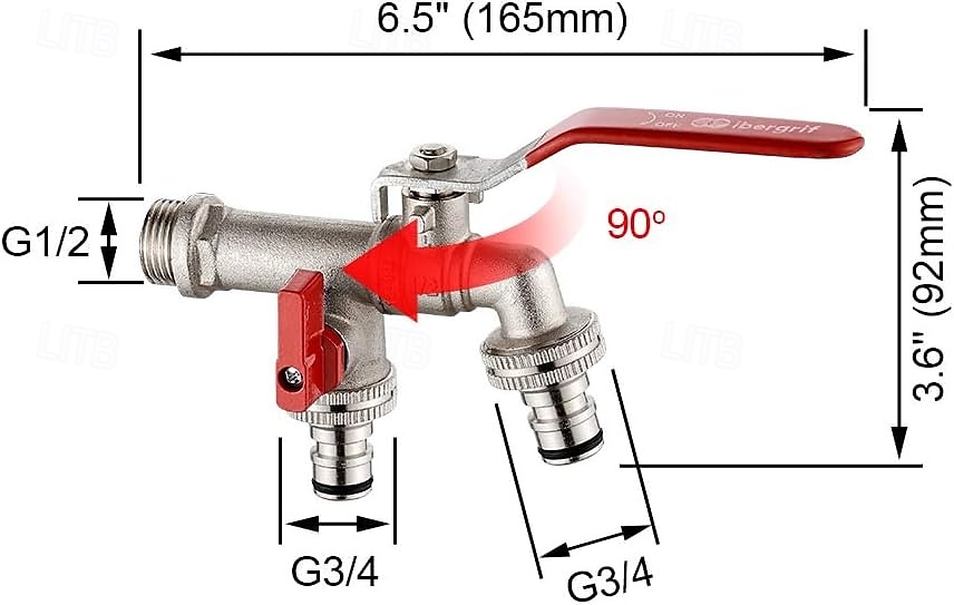 robinet de jardin double avec connecteur, entrée g1/2 pouce et deux sorties g3/4 pouce robinets extérieurs, antigel, résistance aux hautes températures, robinet à bille à double robinet robinet de 2025 ? $14.49 –P2