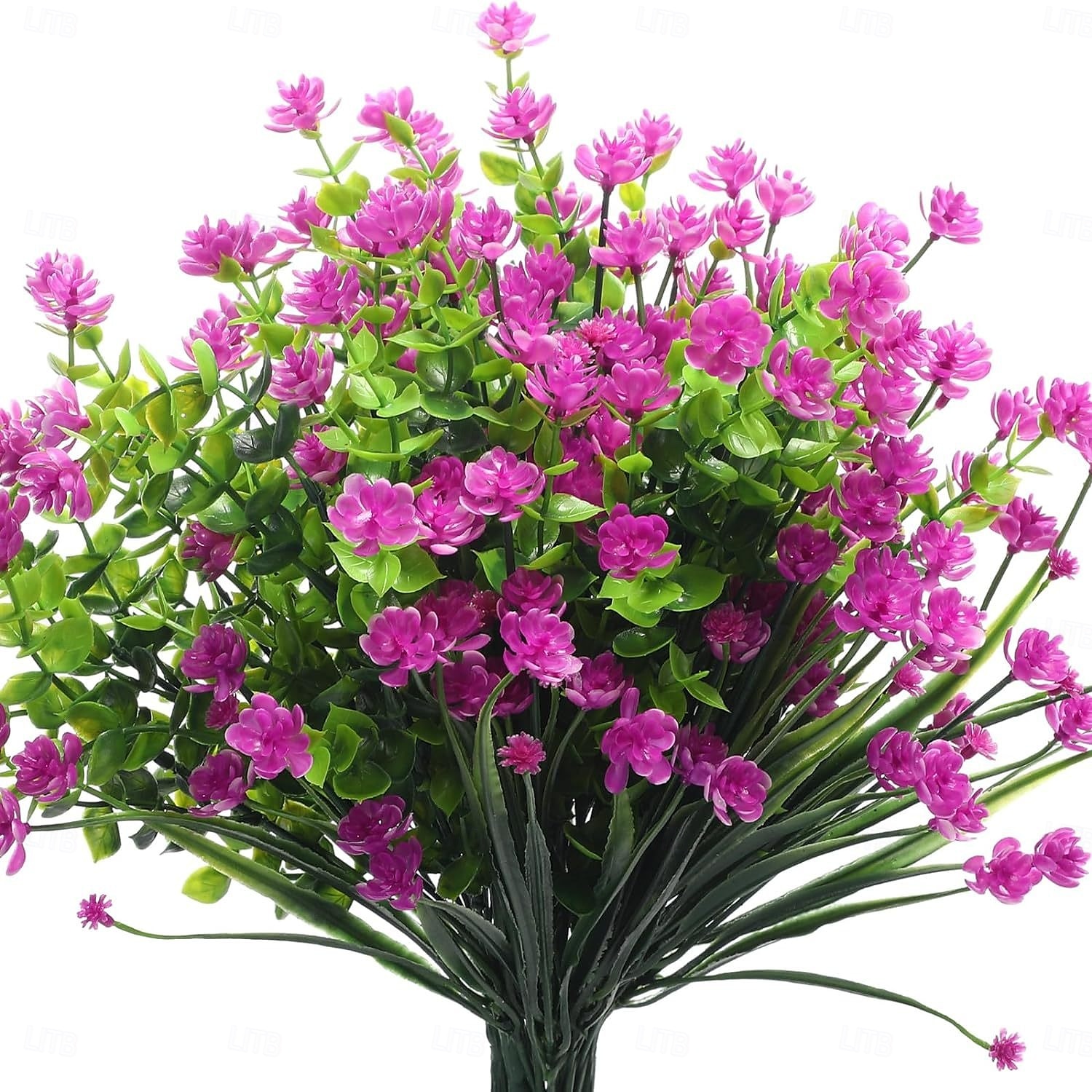 12 maços de flores artificiais para áreas externas, eucalipto artificial, grama de primavera, camélia e folhas de salgueiro de plástico, vegetação artificial resistente a raios UV para jardim, casa, de 2025 por $17.49 –P1