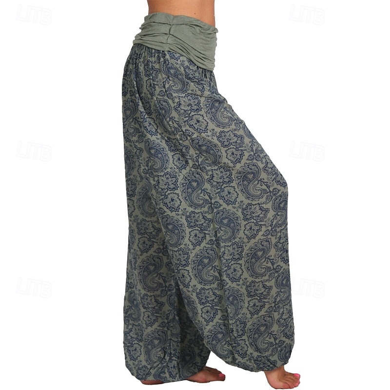 Damen Weites Bein Stoffhosen Hosen Hose Mode Boho Volle Länge Natürliche Taille Blumen Druck Bequem Außenbereich Outdoor Urlaub Alltagstauglich Magenta Saphir Marineblau Aprikose Sommer Normale 2025 - $19.99 –P15