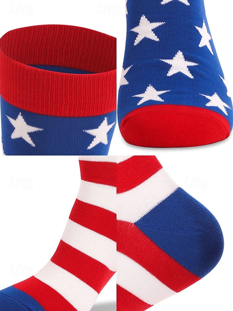 Herrensocken mit USA-Flagge und Sternenbanner-Design – patriotische Baumwollsocken für den Unabhängigkeitstag, Sport und Freizeit 2025 - $9.99 –P5