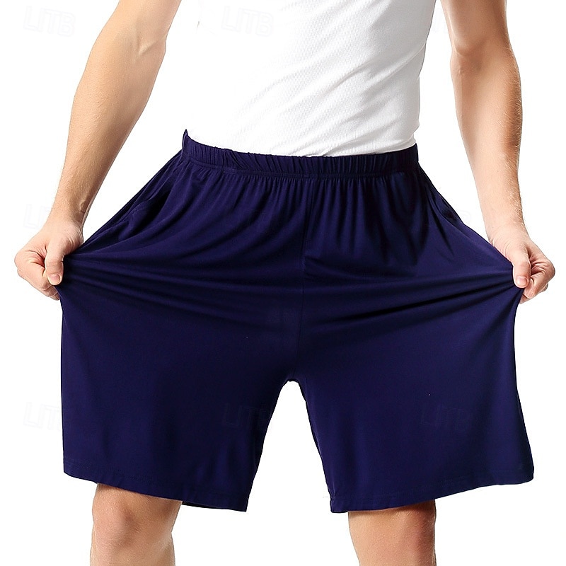 Homens Loungewear shorts de pijama Tecido Moda Clássico Casual Casa Diário De Cama Algodão Conforto Respirável Macio Calção Cintura elástica Verão Preto Rosa de 2025 por $13.49 –P3