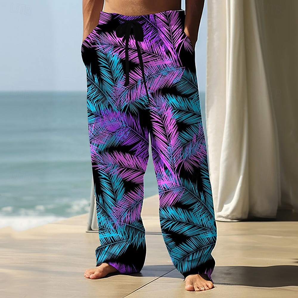 Hombre Árbol de coco Hoja de palma Plantas tropicales Pantalones Pantalones casuales Pantalones anchos Media cintura Hawaiano Casual Vacaciones Festivos Ropa de playa Correa Cintura elástica Perneras 2026 - $27.99 –P2