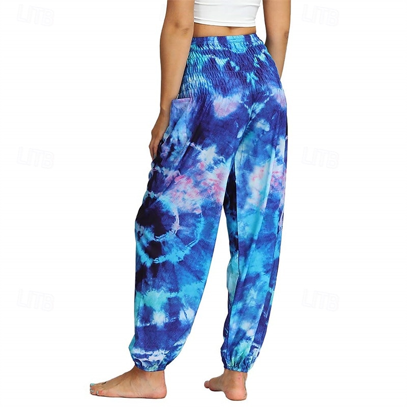 Retro Vintage Boho 1970s Harem pants Yoga Pants Hippie Tie Dye Smocked Waist Rainbow Fancy Dress Women's Halloween Carnival Pride Parade Pride Month Festival Adults' Pants 2026 - $27.99 –P6