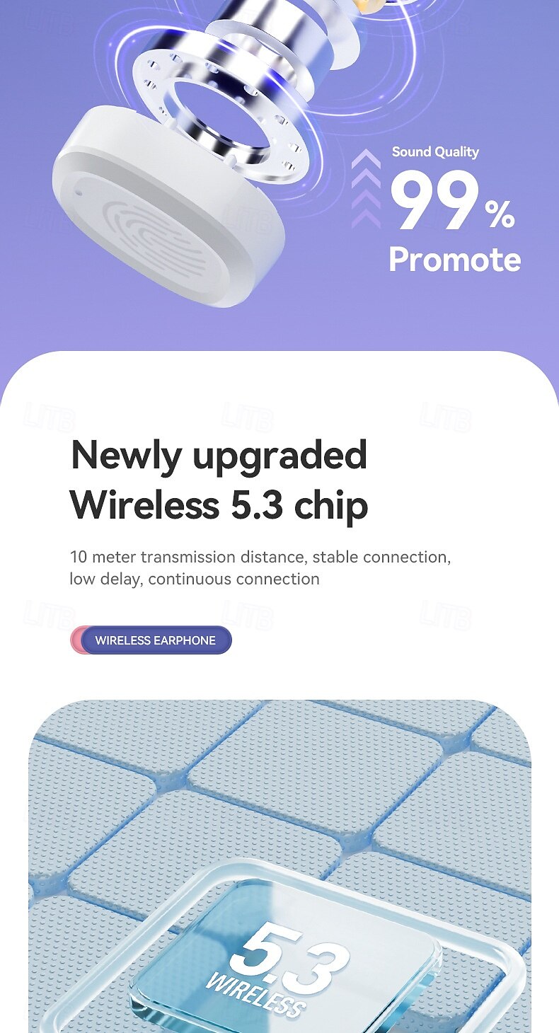 BY18 TWS Wireless Earbuds Bluetooth 5.3 In-Ear Headphones with Charging Case, Low Latency, Stereo Sound, Built-in Mic for Phone and Gaming 2025 - $25.99 –P6