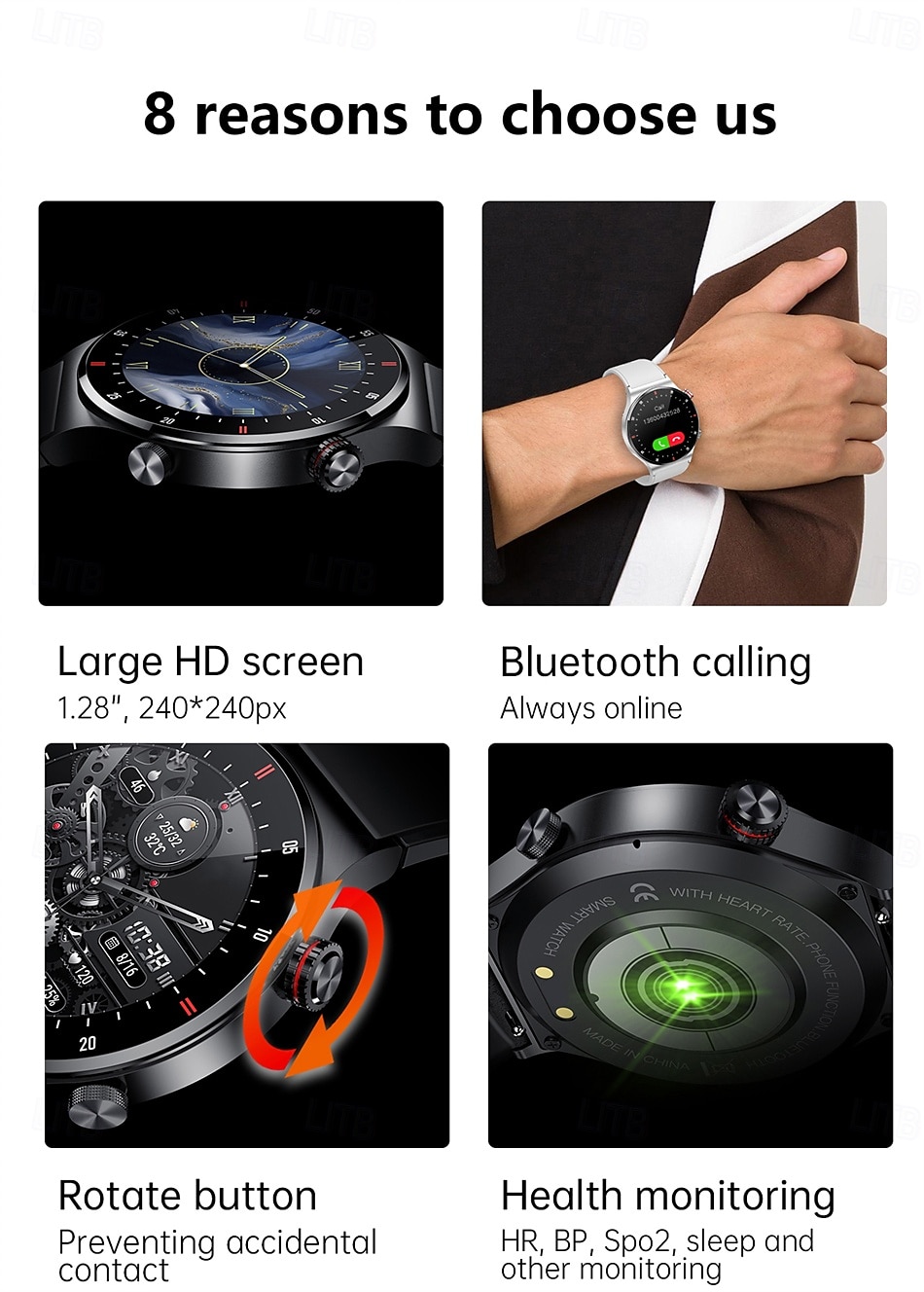 Smart Watch 1.28'' Fitness Tracker Bluetooth Calling Smartwatch with Pedometer Sleep Monitor Waterproof IP67 for Android iOS Men Women 46mm 2025 - $44.99 –P2