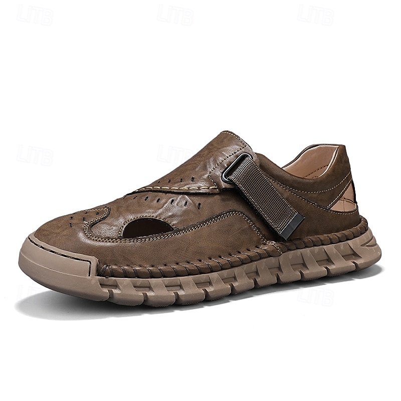 herrsandaler bruna friluftssandaler med kardborreband och bekväm design för vandringsresor och vardagsbruk 2025 - $46.99 –P2
