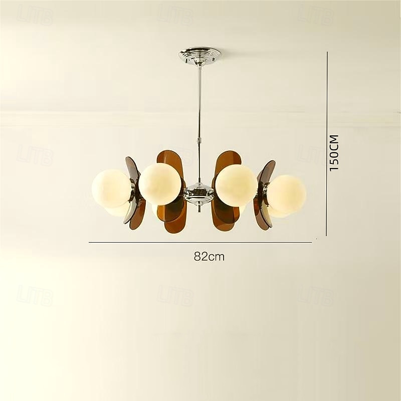 Luminária pendente LED 3/6/8 luzes, estilo moderno de meados do século, E14, lustre grande, globo branco, luminária de teto embutida em latão vintage Sputnik, luminária pendente de ilha de cozinha, de 2025 por $229.99 –P6