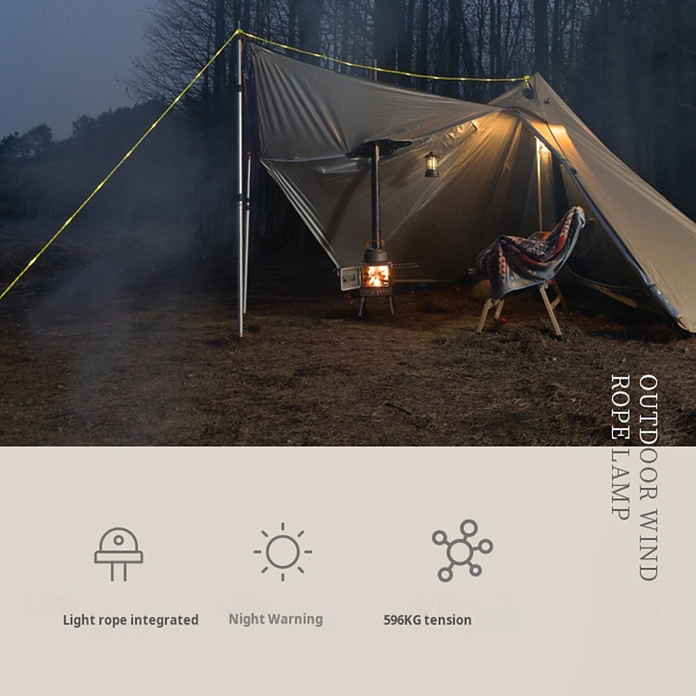 1 Pc Outdoor Camping Rope Light – Waterproof Camping Luminous Wind Rope, 5M/16.4FT, 3 Lighting Modes, Windproof Canopy Tent Rope with AA Battery Box, Perfect for Outdoor Atmosphere Lighting 2025 - $23.99 –P5