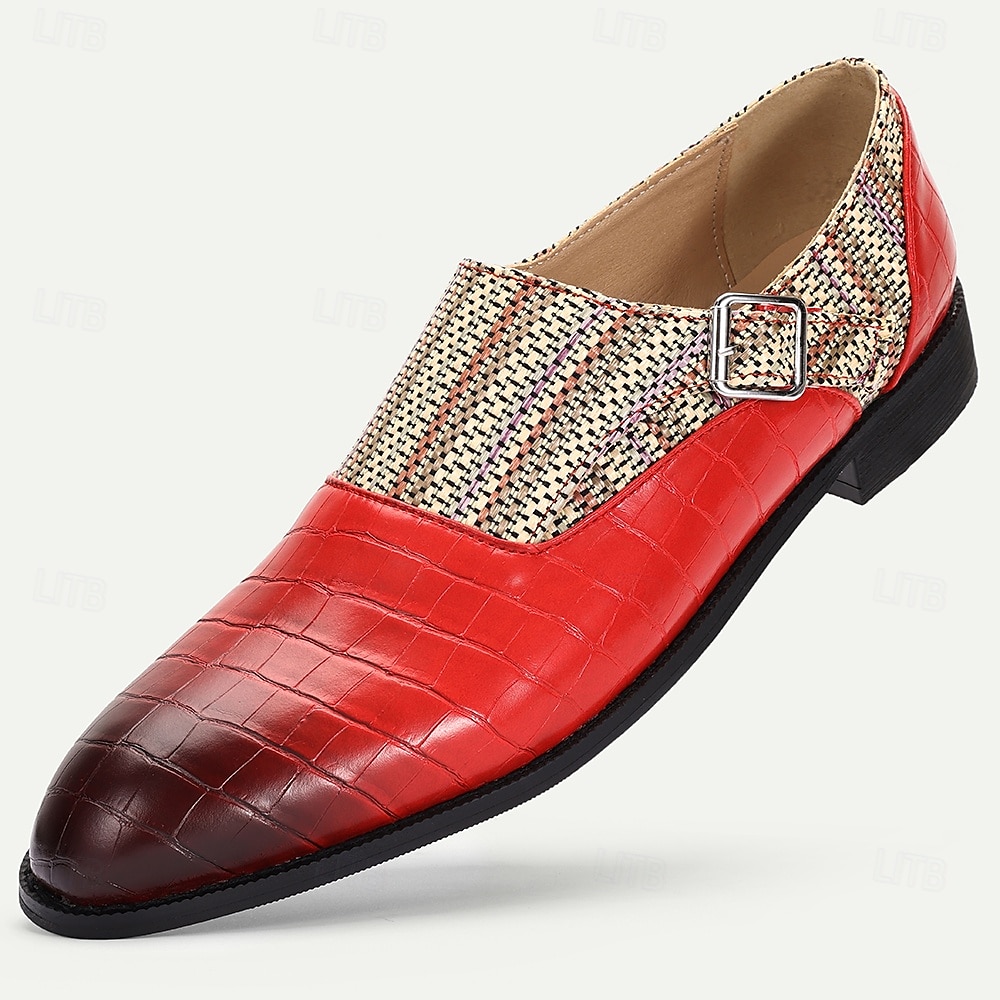 Herr Monk skor Promenad Affär Ledigt PU Läder Vävd nylon Andningsfunktion Bekväm Halksäker Loafers Röd Sommar Vår 2025 - $46.99 –P1