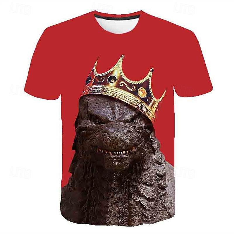 Gutt 3D Dyr Dinosaur T skjorte T-skjorte Kortermet Sommer Vår Mote Grunnleggende Barn 4-12 år Crew-hals utendørs Avslappet Daglig Normal 2025 - $11.99 –P1