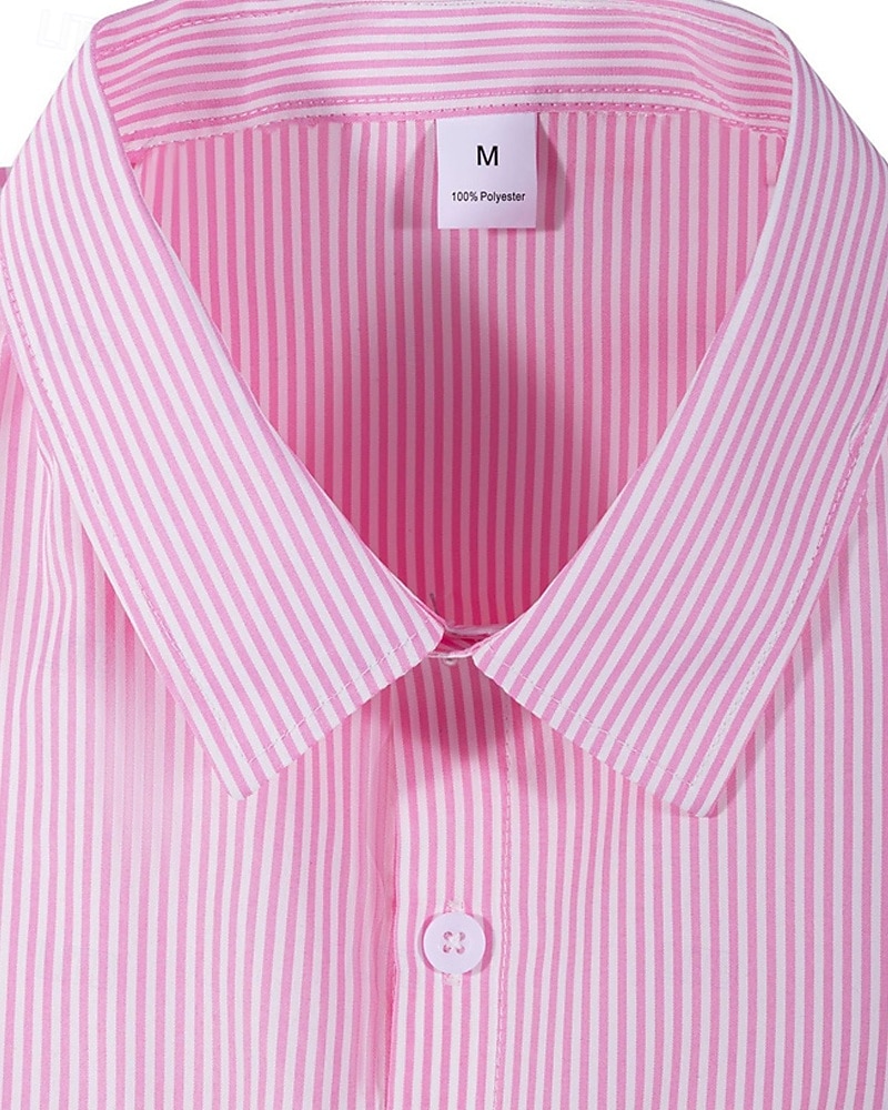Herren Hemd Sommerhemd Freizeithemd Strandhemd Knopfhemd Rosa Wein Blau Grün Dunkel Blau Kurzarm Streifen Revers Urlaub Hawaiianisch Fronttasche Bekleidung Baumwollmischung Mode Lässig Bequem 2025 - $17.99 –P7
