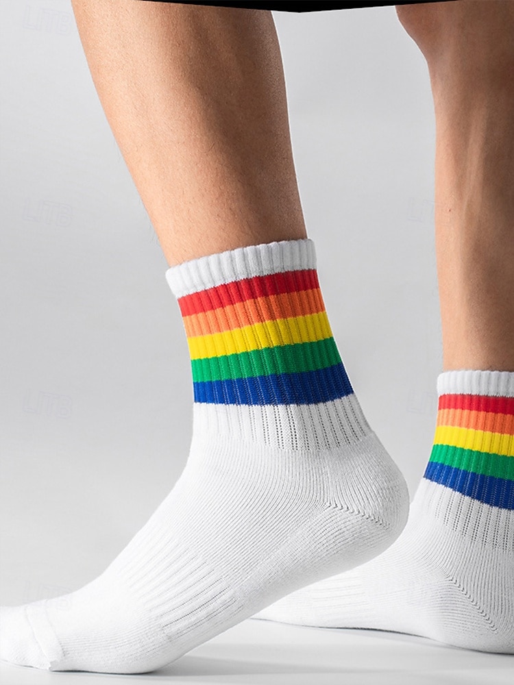 Pánské duhové ponožky s motivem pride - barevný doplněk LGBT festivalu pro každodenní nošení, sport a akce pride 2025 - $9.99 –P3