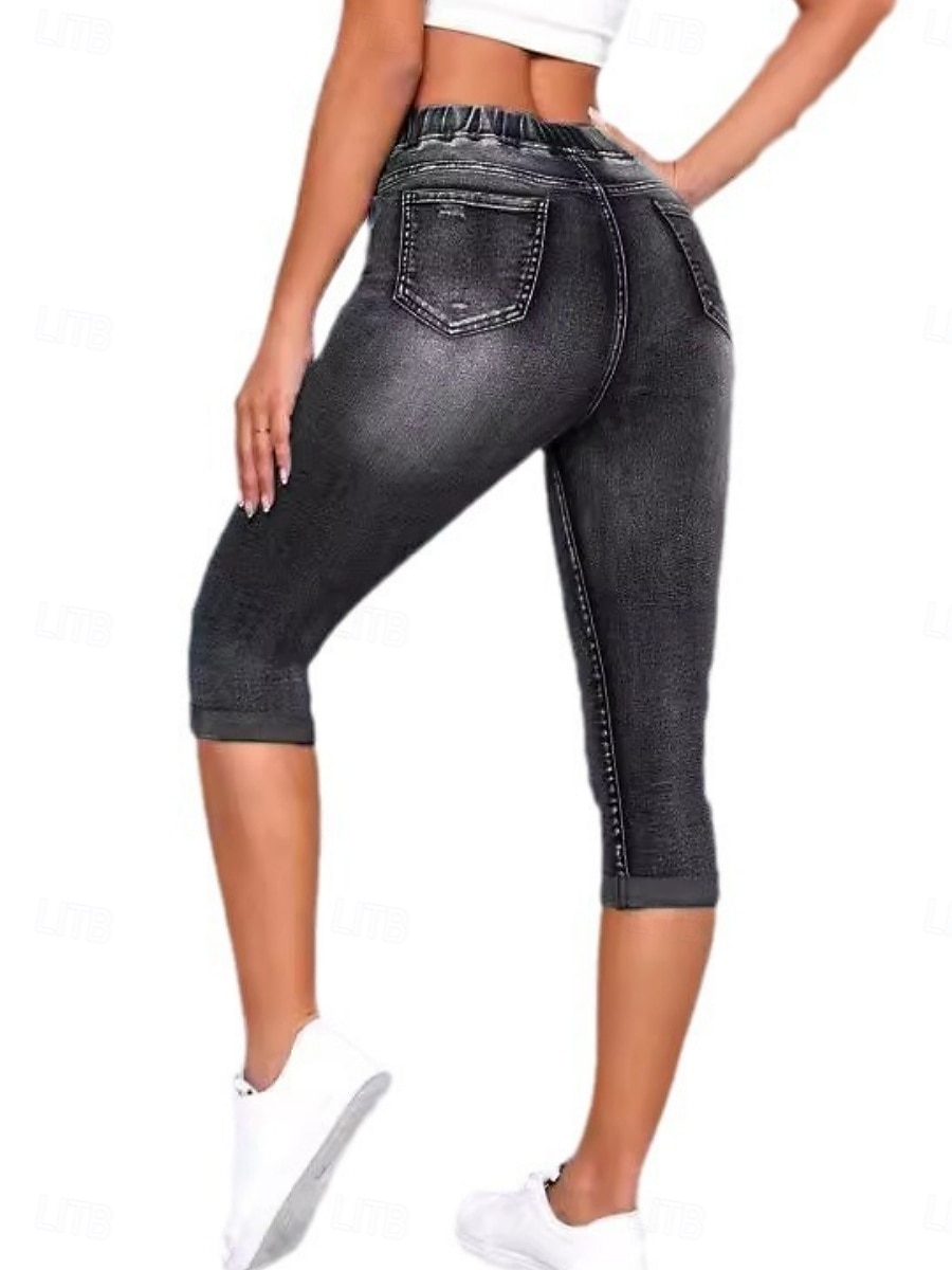 Legginsy damskie Capri 3D z nadrukiem wakacyjne casualowe rajstopy długość na łydkę wysoko w pasie jednolity kolor wysoki krój komfortowe oddychające szybko schnące elastyczne na zewnątrz uliczne 2025 - $31.99 –P2