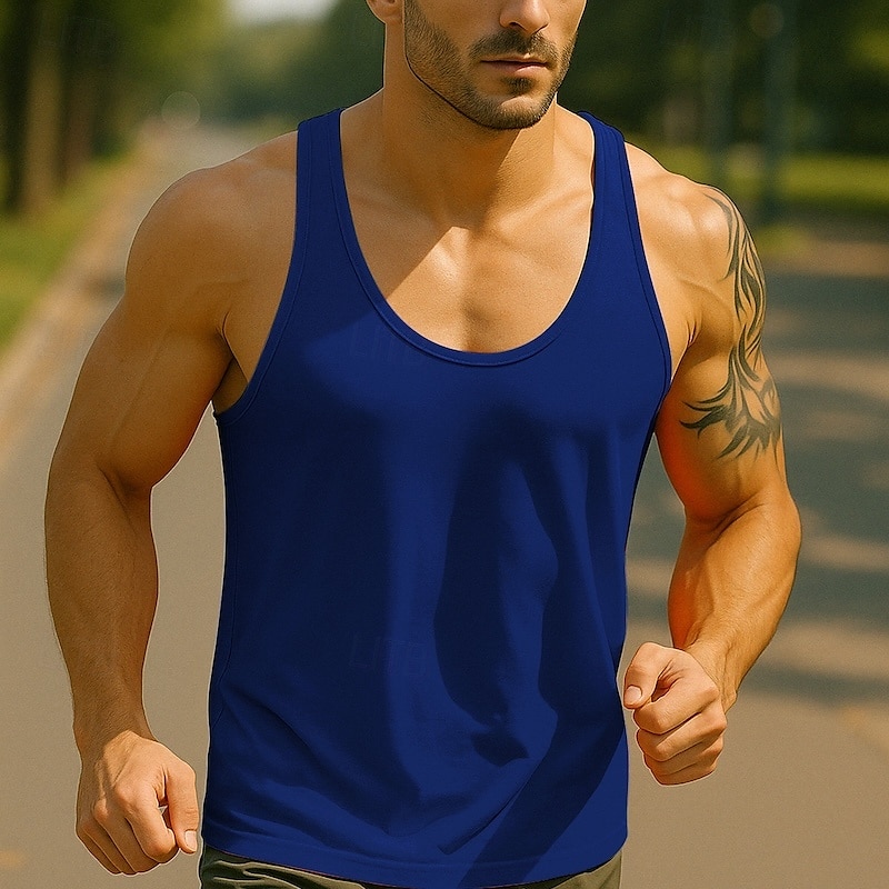 Men's Tank Top Vest Top Undershirt Sleeveless Shirt Sleeveless Crew Neck Summer Plain Fashion Designer Basic Classic Vacation Street Going out Black White Royal Blue Top Tee for Men 2025 - $12.99 –P2