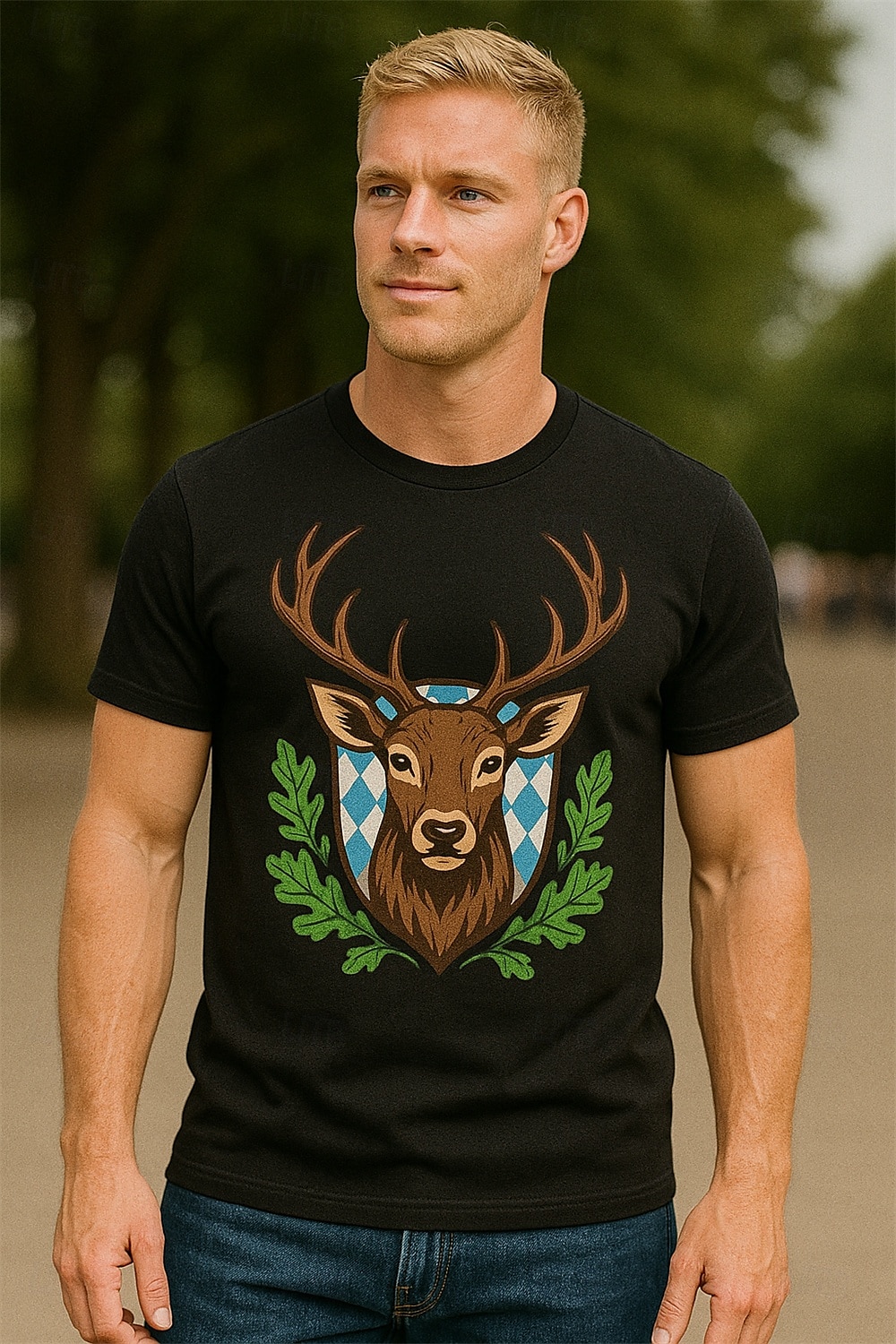 Oktoberfest Hirsch T-Shirt Bayerisch München Deutsch Grafik Für Herren Damen Erwachsene Oktoberfestbier Heißprägen Festival 2025 - $17.49 –P1
