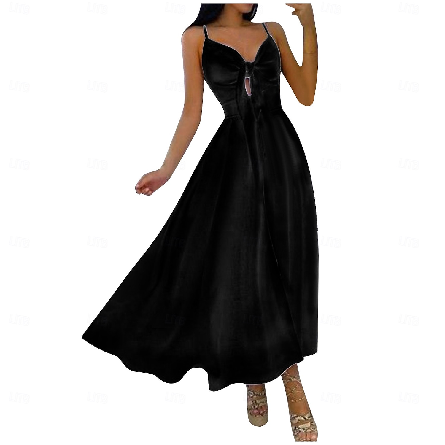 Mulheres Vestido midi Vestido de formatura Vestido Swing Vestido de verão Vestido de decote Moda Ao ar livre Feriado Encontro Normal Leopardo Flor Sem Manga Correias Preto Branco Marfim Vermelho Verão de 2025 por $28.99 –P13