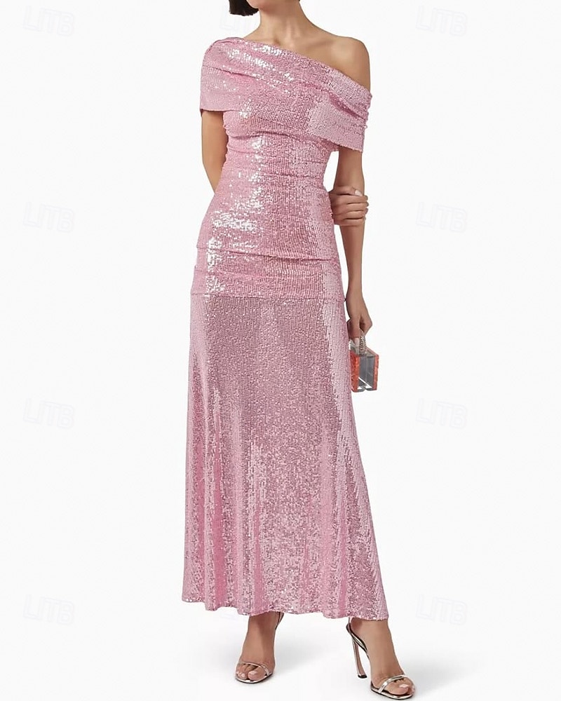 pink glitter ruched dress Pinstripe Glitter Square Neck Ruched Bodycon Dress junior / M / rose