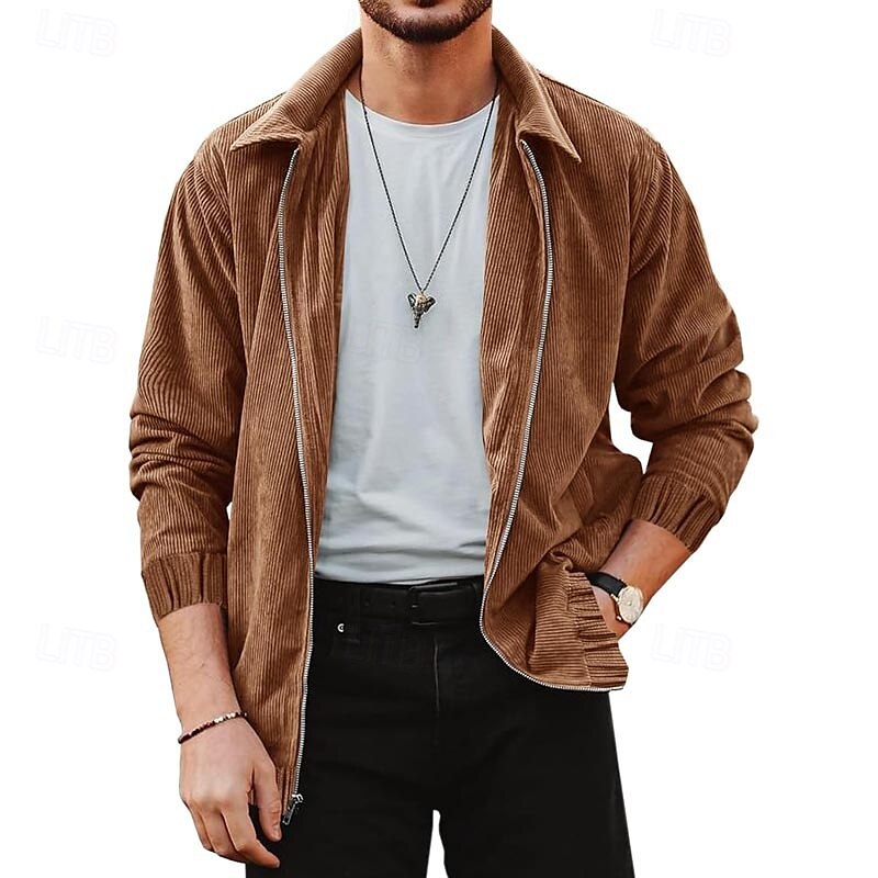 Per uomo Giacca Camicia Giacca di transizione Quotidiano Leggero Tasca Primavera Autunno Semplice Classico Bavero Nero Marrone Verde Beige Grigio Giacca del 2025 a $39.99 –P4