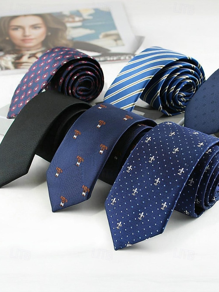 Cravatta classica sottile da uomo in poliestere – larghezza 6 cm, cravatta formale leggera per ufficio, matrimoni o colloqui del 2025 a $11.99 –P2