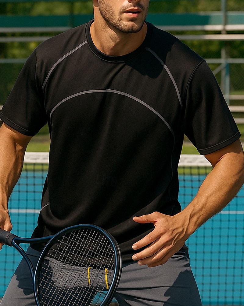 US Open Pánské Jednobarevné Sportovní košile Tenisové tričko Krátké rukávy Kontrastní vazba Ter Emen Odvod vlhkosti Prodyšné Tenis Golf Pickleball Černá Žlutá Šedá Oblečení na tenis 2025 - $23.19 –P6