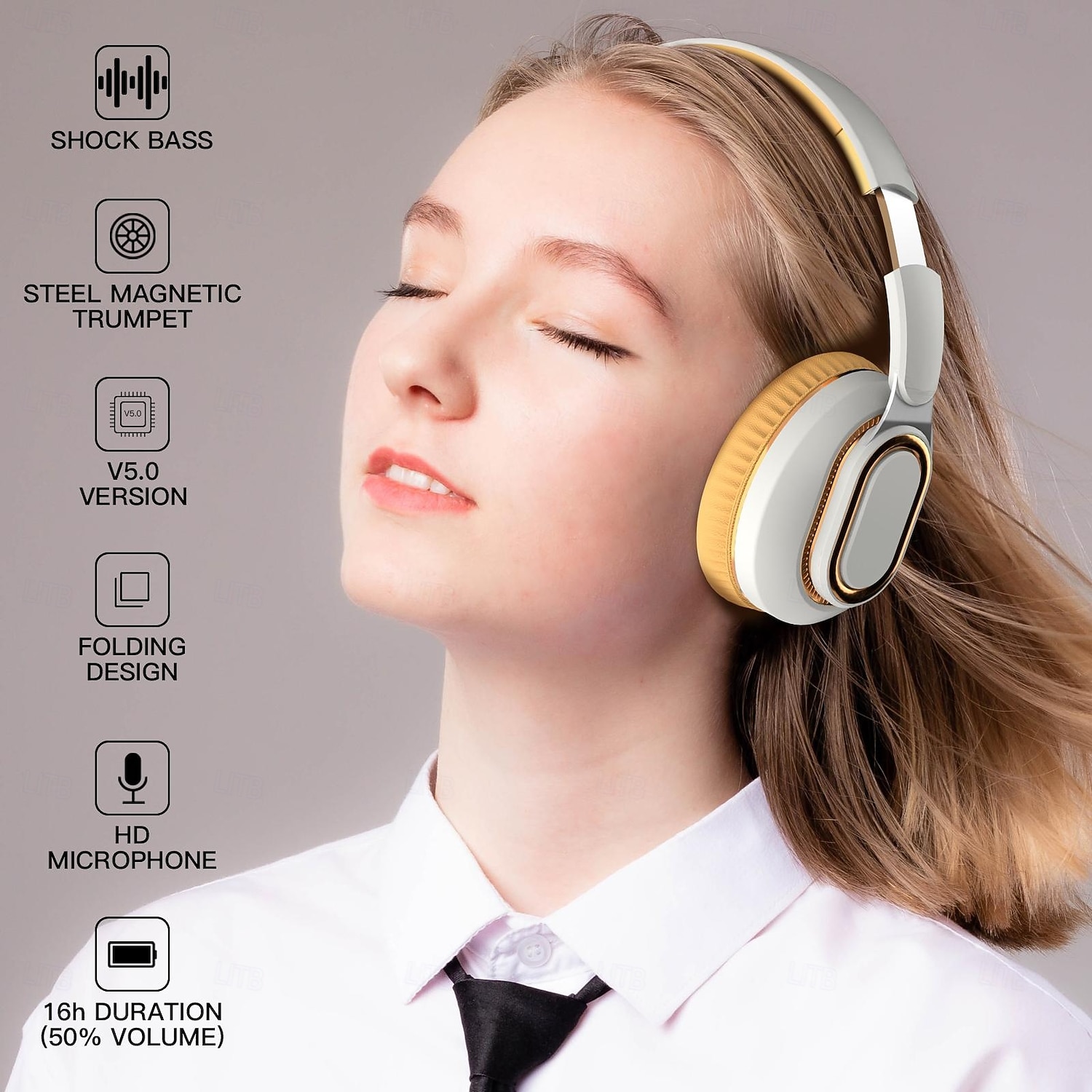 Беспроводные Bluetooth наушники H3 с полной оберткой HiFi стерео – Складные наушники с микрофоном AUX/TF/BT режимы Легкие наушники Совместим с iOS и iPhone 2025 - $18.99 –P11