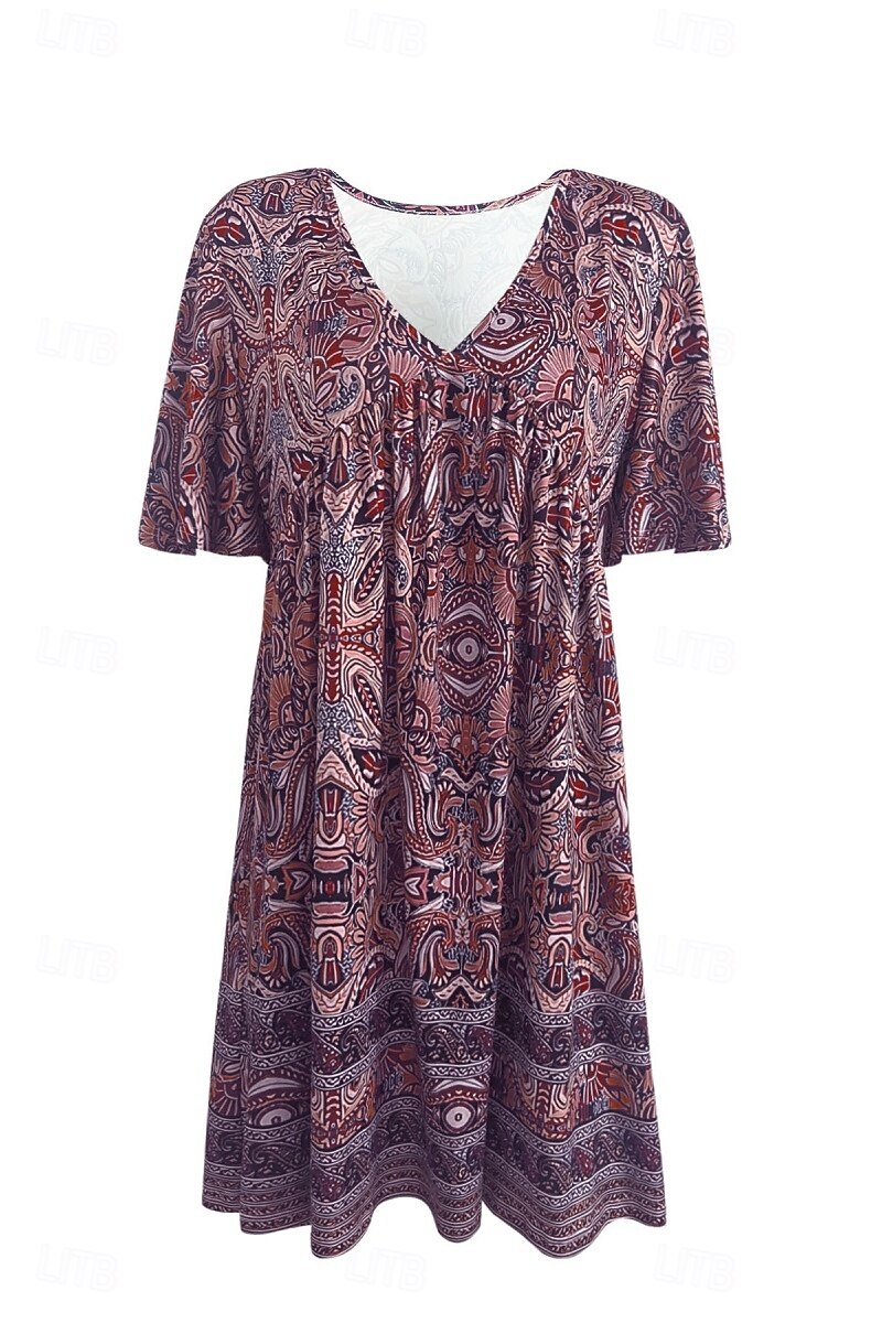 Damskie Sukienka mini Sukienka A line Letnie sukienki Urlop Codzienny Boho Codzienny Święto Regularny W Tureckie Wzory Krótki rękaw W serek Żółty Fioletowy Lato 2025 - $31.99 –P6