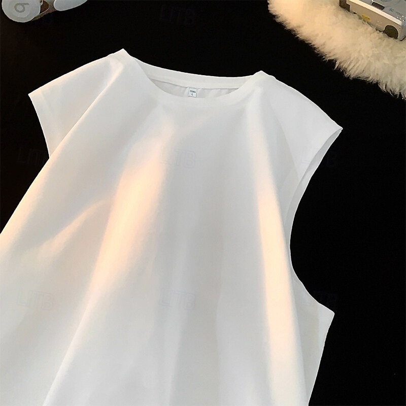 Herren Tank Top Weste Unterhemd Ärmelloses Shirt Ärmellos Rundhalsausschnitt Sommer Einfach Mode Designer Basic Klassisch Urlaub Straße Ausgehen Schwarz Weiß Rosa Top T-Shirt für Herren 2025 - $9.49 –P4
