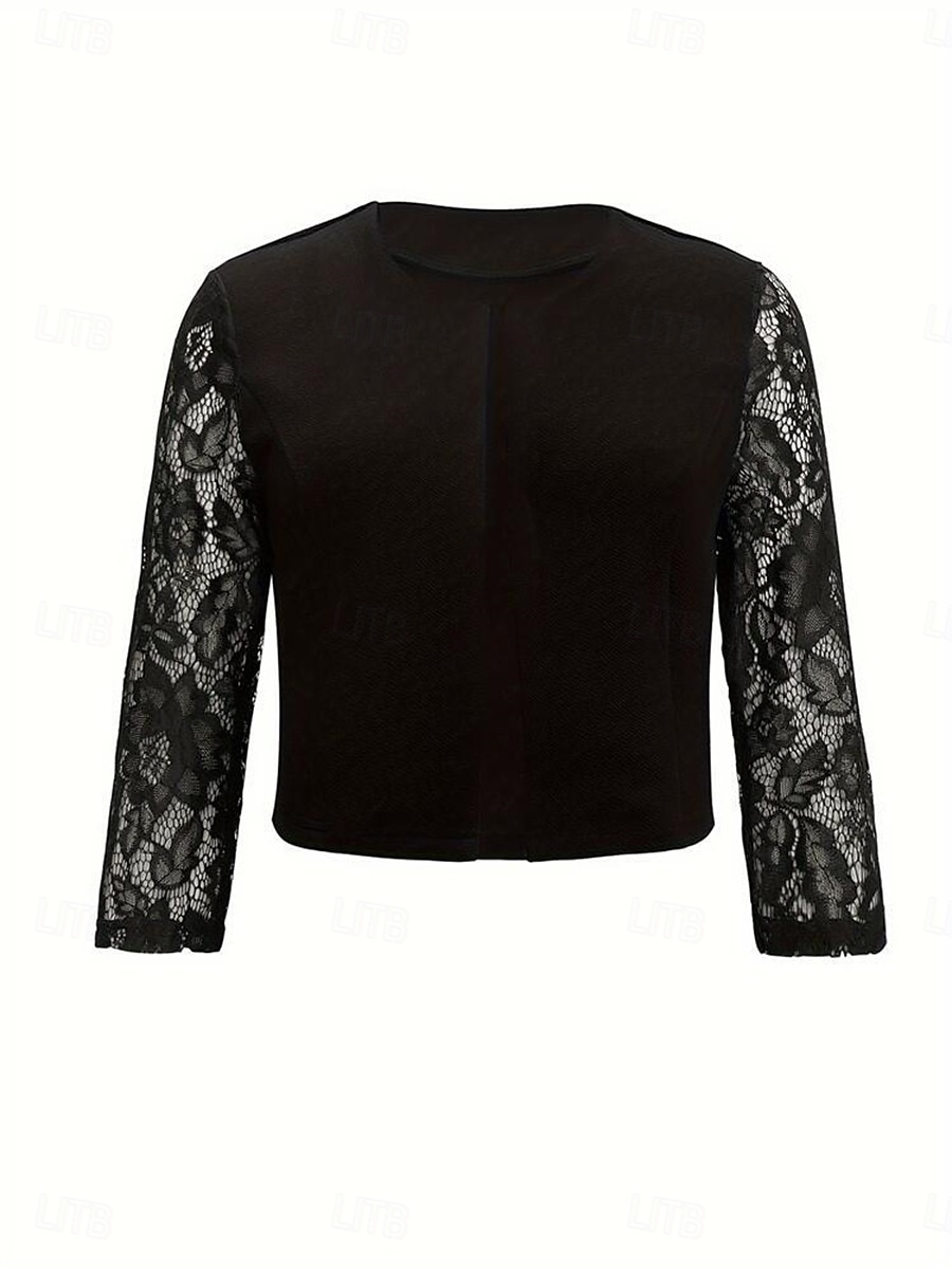 Kvinnes wrap elegant 3/4 lengde erme blonder bryllup wraps med ensfarget bryllup sommer 2025 - $29.99 –P4