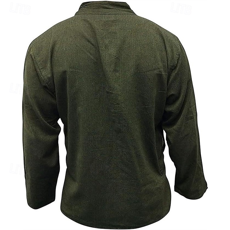 Homme Chemise Chemise d'été Chemise Décontractée Chemise de Plage Chemise Boutonnée Noir Jaune Orange Vert Véronèse Bleu de minuit manche longue Uni Band Collar Vacances Hawaïen Vêtement Tenue de 2025 ? GBP £19 –P13