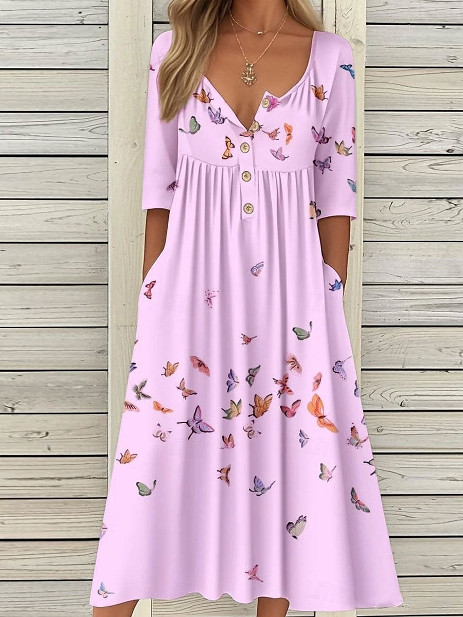 Femmes Robe Midi Robe Décontractée Robe d'Été Robe trapèze Robe d'été Vacances Occasionnel Chaussures de plage Fête Coupe Ample Fleuri Graphique Manche Courte Col ras du cou Blanche Rose Claire Bleu de 2025 ? $36.99 –P3