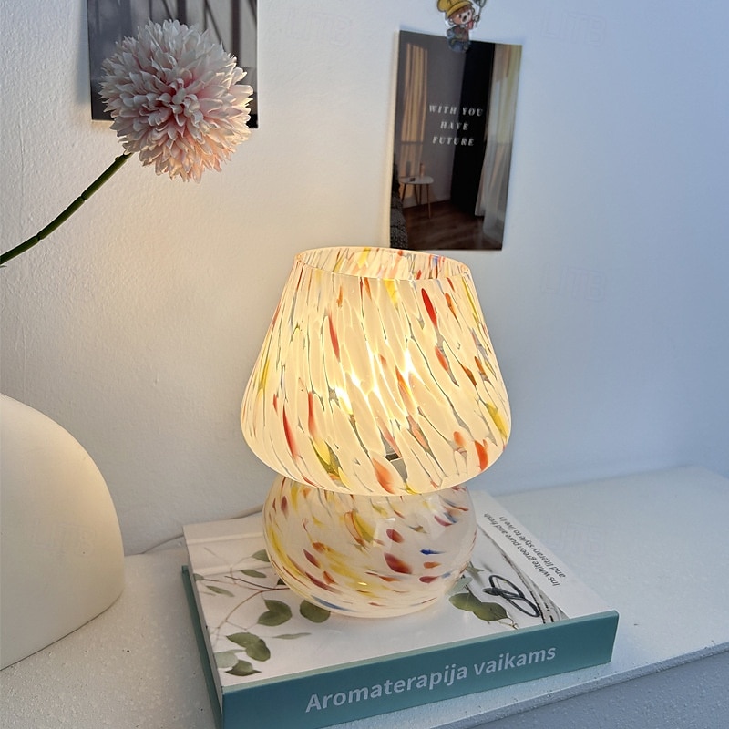 Pilzlampe Vintage Tischlampe Glas Nachttischlampe mit Kabel dimmbare Tischlampe mit 3 Farbglühbirne Retro Schreibtischlampe Pilz Nachtlicht LED Minilampe für Büro Bars Wohnzimmer Schlafzimmer 2025 - $82.99 –P9