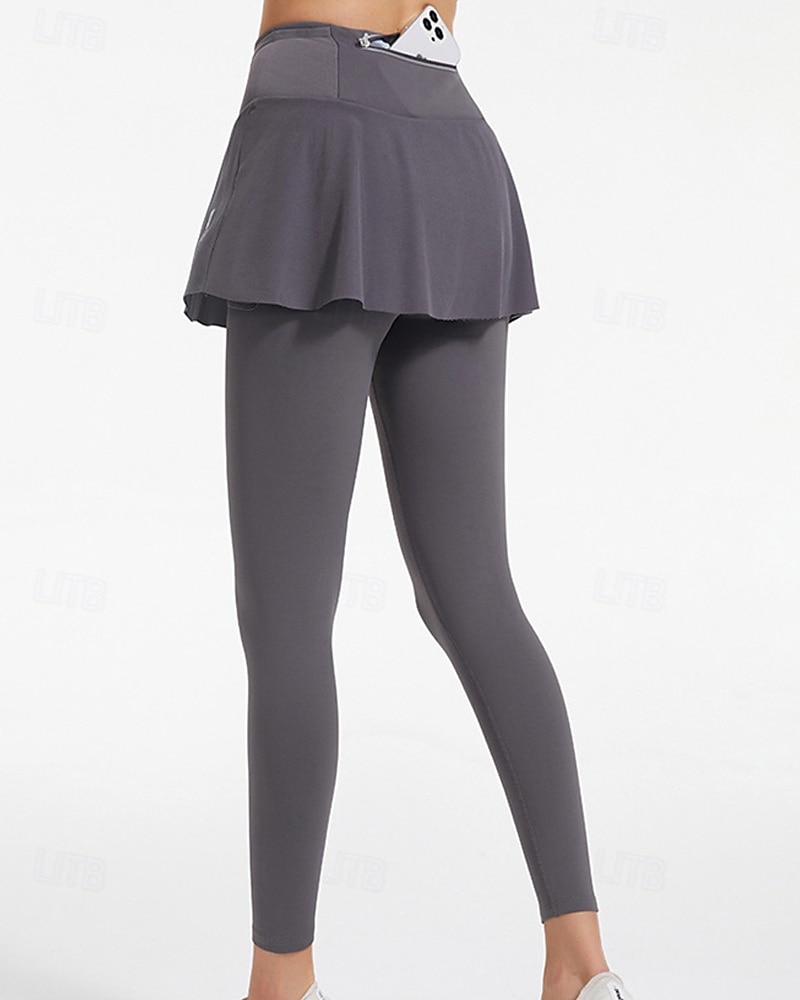 Dames Effen Tennisrok met legging Geplooid Zijzakken Sneldrogend Tennis Golf Augurkbal Kleding Onderlichaam Zwart Blauw Grijs Tenniskleding 2025 - $27.99 –P4