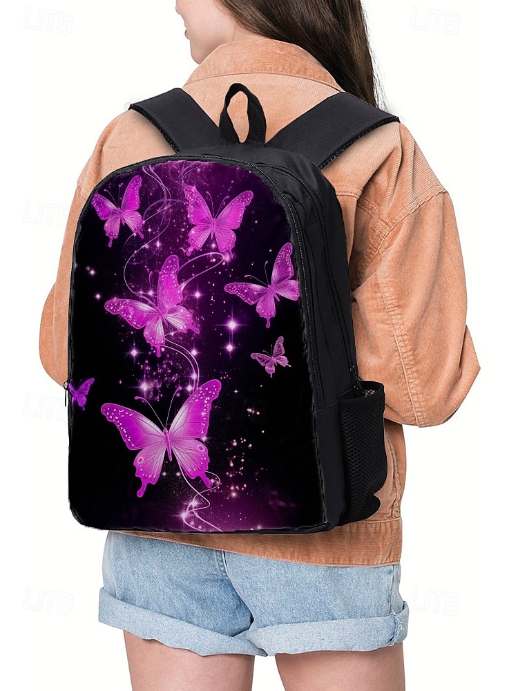 Ensemble de 3 sacs à dos d'école à imprimé papillon pour filles avec sac à lunch isotherme et trousse à crayons - léger et élégant pour l'école primaire et le collège, les voyages ou les pique-niques de 2025 ? $32.99 –P1