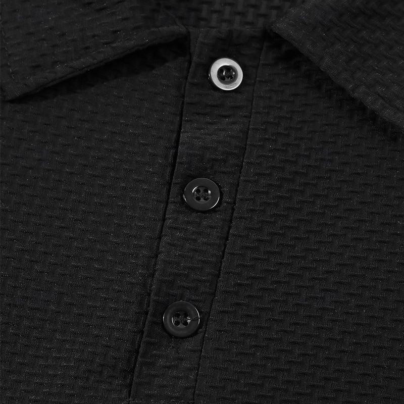 Herren Waffel-Poloshirts Golfshirt Arbeit Lässig Revers Kurzarm Basic Modern Einfach Knöpfe Sommer Normale Passform Schwarz Weiß Khaki Waffel-Poloshirts 2025 - $23.99 –P5