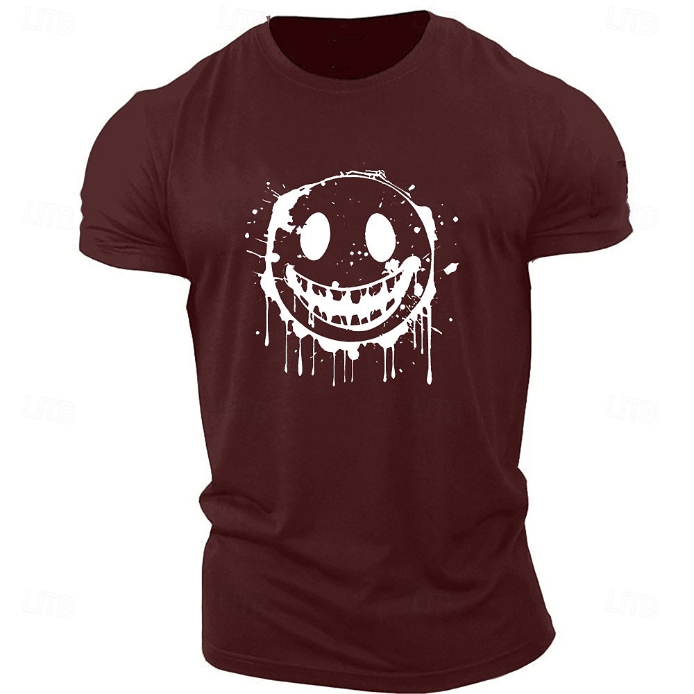 Herr Grafiska tryck Rolig Le ansikte T-shirt Grafiska utslagsplatser Bomull Kortärmad Grafisk Skjorta Heather Grey Svart Vit Bekväm t-shirt Utomhus Gata Modedesignerkläder 2025 - $15.99 –P4