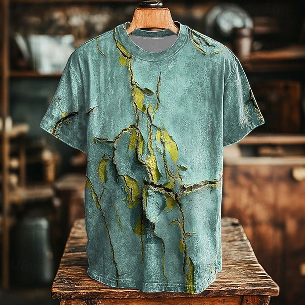 Homme Abstrait T-shirt Manche Courte T-shirt Impression 3D Col ras du cou Col rond Chemise Rétro Vintage Vintage Rétro Soirée Rue Occasionnel Vert Été Printemps Vêtement Tenue S M L XL XXL XXXL 4XL de 2025 ? $17.99 –P1
