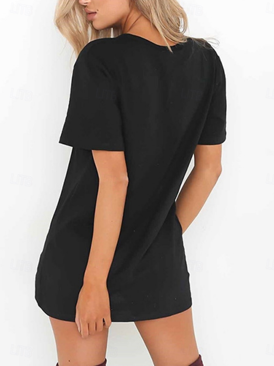 Pentru femei Rochie Mini Rochii Tricou Rochie de vară Casual Zilnic Fit regulat Simplu Manșon scurt În V Negru Alb Maro Trifoi Vară 2025 - $14.49 –P15