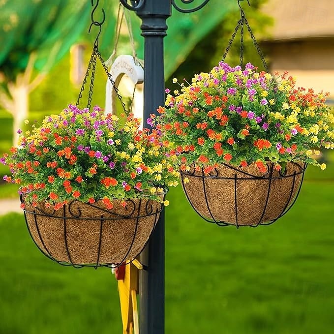 12 maços de flores artificiais para áreas externas, eucalipto artificial, violeta e margarida, plantas artificiais resistentes a raios UV para jardim, decoração de casa, acessórios para fotografia, de 2025 por $17.49 –P5