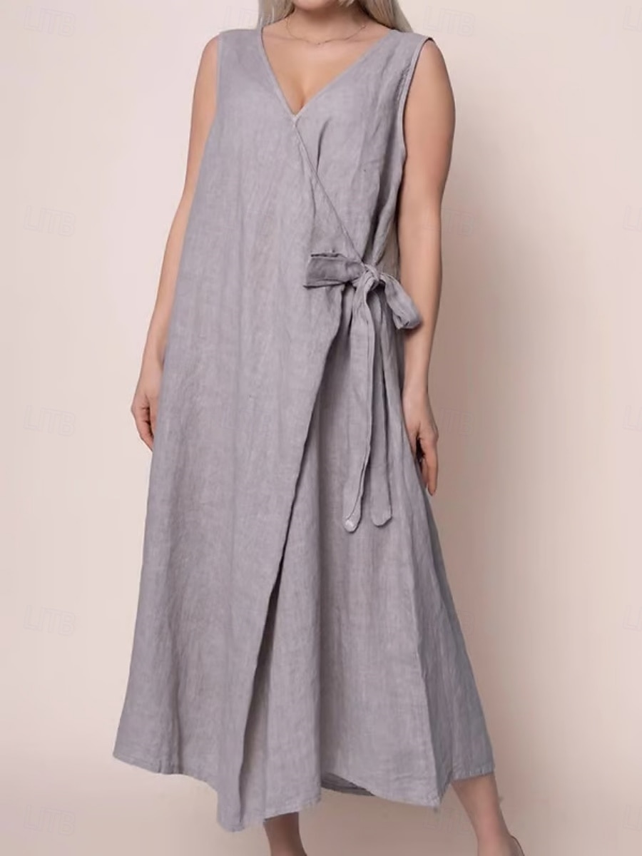 Femmes Robe maxi Robe d'été Occasionnel Quotidien Coupe régulière Graphique Sans manches Col en V Fuchsia Vert Bleu de minuit Gris foncé Été de 2025 ? $28.99 –P5