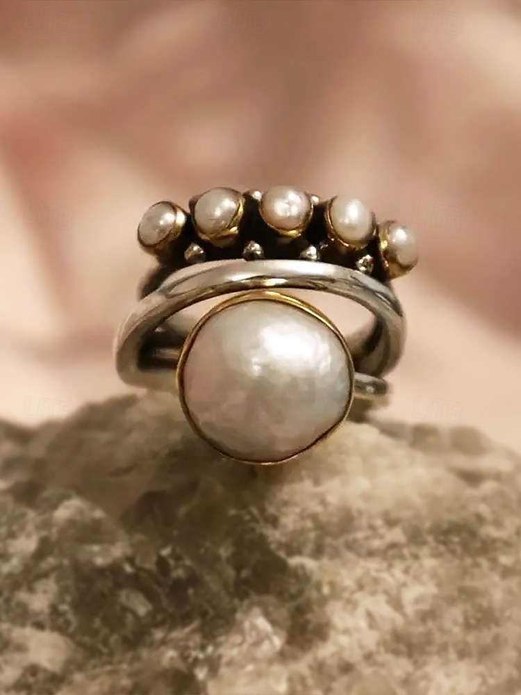 Women's Vintage Pearl Ring - Bohemian Style, Perfect for Casual and Beach Wear 2025 - $11.99 –P4