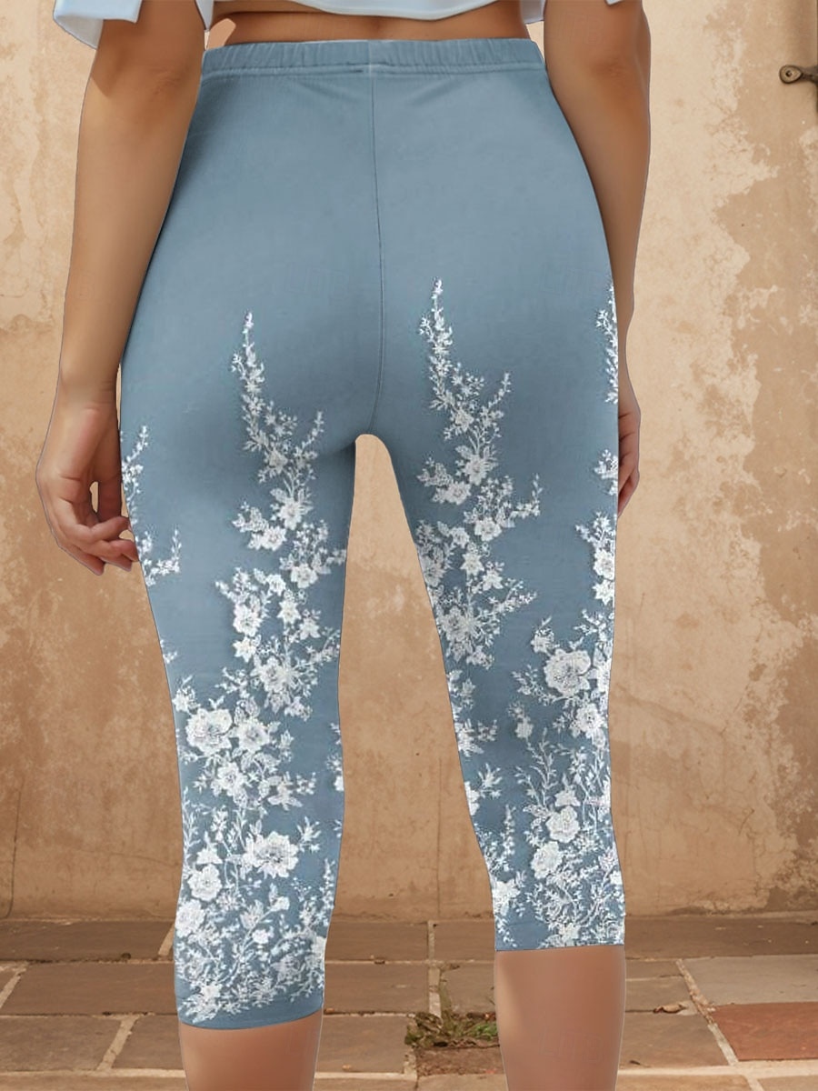 Leggings da donna Capri 3D Stampati Alta Elasticità Vacanze Moda Vintage Lunghezza Polpaccio Vita Alta Stampa Grafica Floreale Traspirante Morbido Elasticizzato Formale Vacanze Ufficio Blu Uovo di del 2025 a $18.99 –P2