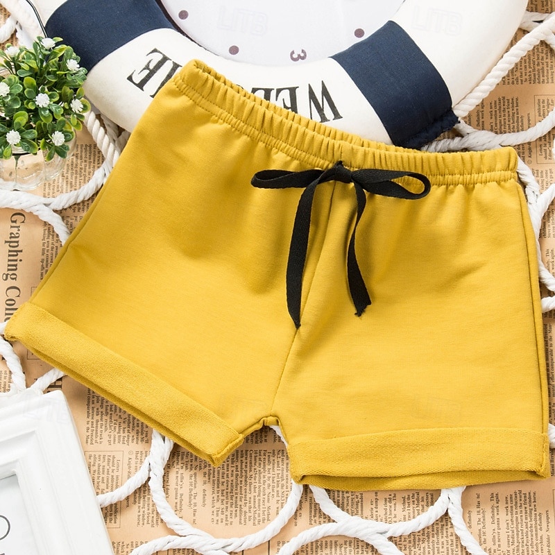 Barn Pojkar Shorts Ensfärgat Andningsfunktion Mjukt Shorts Utomhus Grundläggande Svart Vit Gul Mid midja 2025 - $4.99 –P8