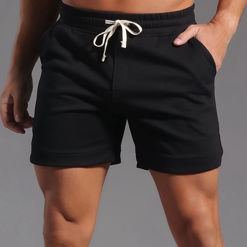 Men's Athletic Shorts Sweat Shorts Shorts Summer Shorts Pocket Drawstring Elastic Waist Plain Comfort Breathable Short Outdoor Sports Classic Casual Black White Micro-elastic 2025 - $25.99 –P17