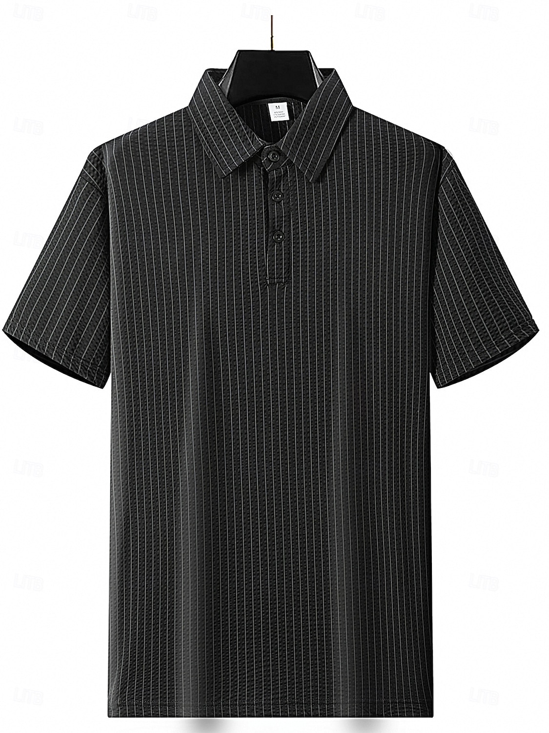 Men's Business Polo Golf Polos Shirts Work Business Lapel Ribbed Polo Collar Short Sleeve Basic Modern Stripes Textured Buttons Knitted Spring & Summer Regular Fit Black White Navy Blue Gray Business 2025 - $22.99 –P5