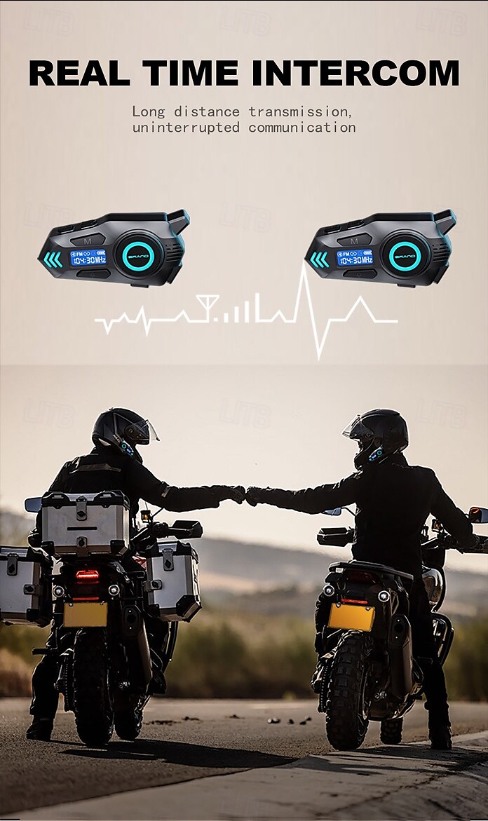 K09 Helmet Bluetooth Earphones with Real-Time Intercom, FM Radio, Noise Reduction, IPX8 Waterproof, Long Battery for Motorcycle Riding 2025 - $41.99 –P12