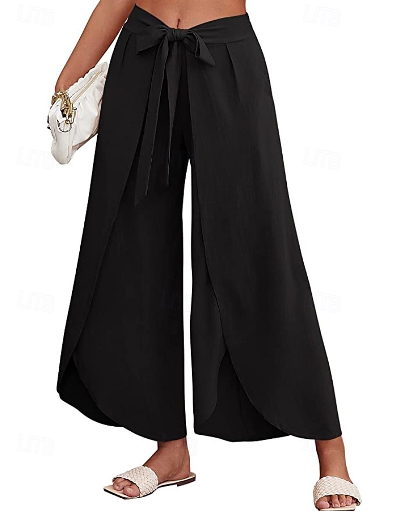 Mujer Pantalones de lino y algodón pantalones Casual Longitud total Cintura Media Plano Cintura elástica Separado Al Aire Libre Cómodo Festivos Ropa Cotidiana Fin de semana Albaricoque PEC Celeste 2025 - $25.99 –P11