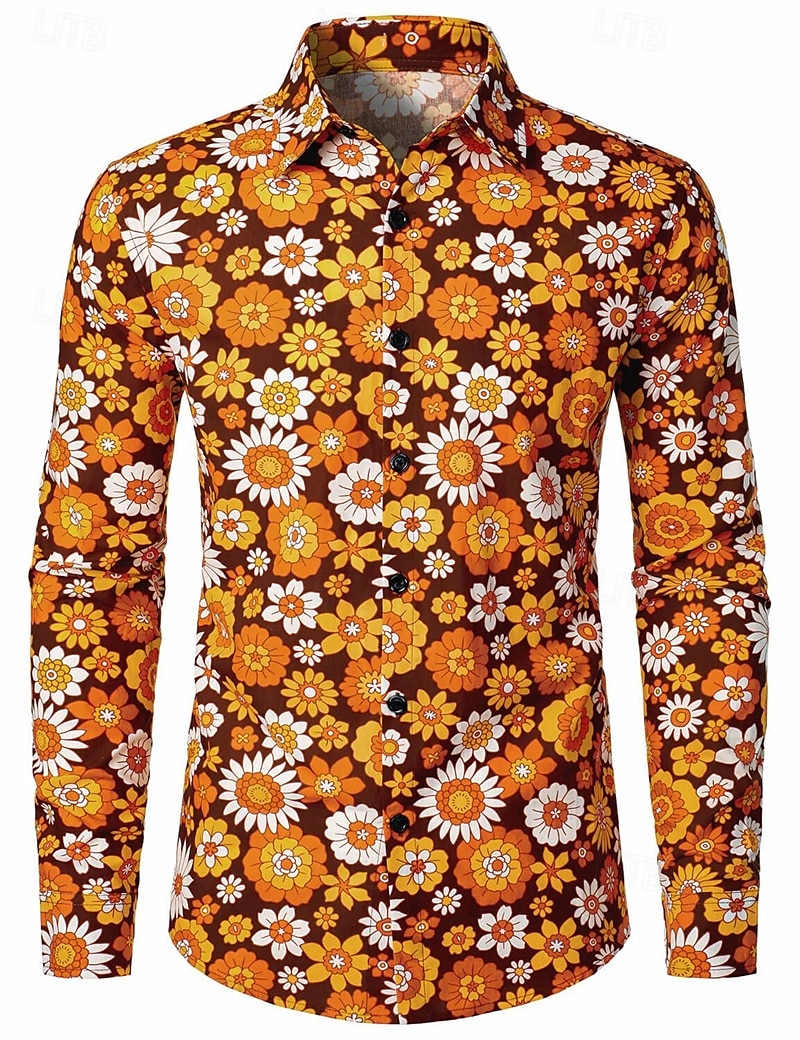 Retro Cikánský 70. léta Tričko Hippie Květinový Pánské předvečer Všech svatých Karneval hudební festival Retro tematická párty Dospělé Tričko 2025 - $27.99 –P3
