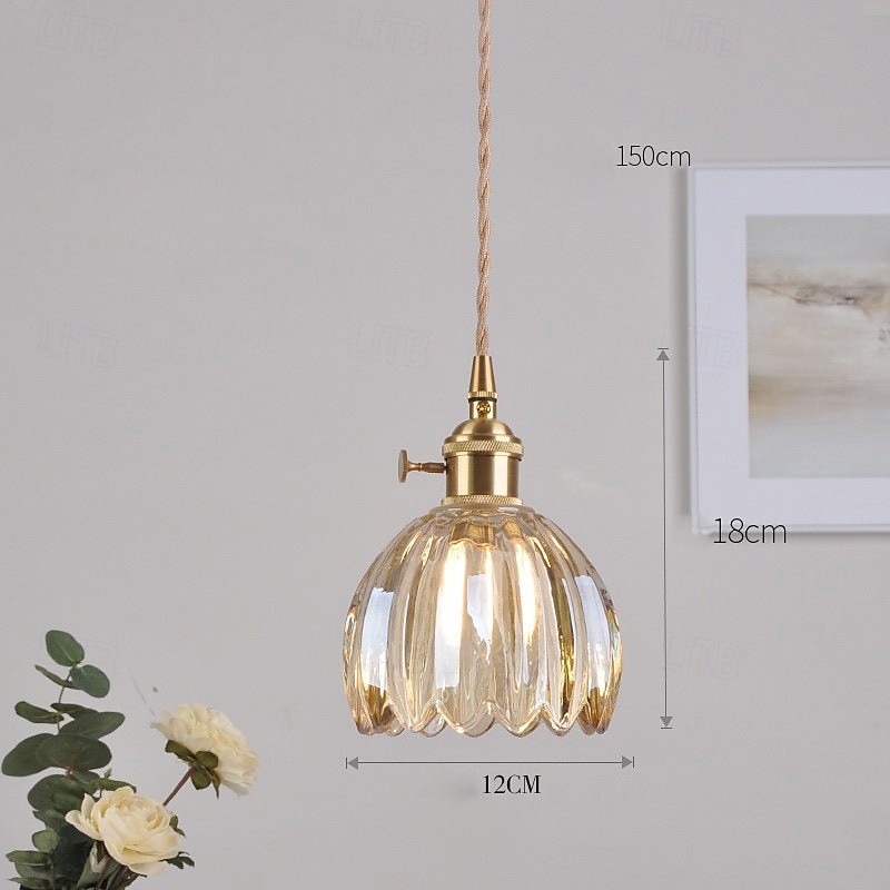LED Pendant Light Warm White  Decorative Lamp Base Hanging Lamp Adjustable Indoor Light Translucent Patterned Glass Lampshade Ceiling Hanging Light Dining Room Living Room 110-240V 2025 - $75.99 –P5