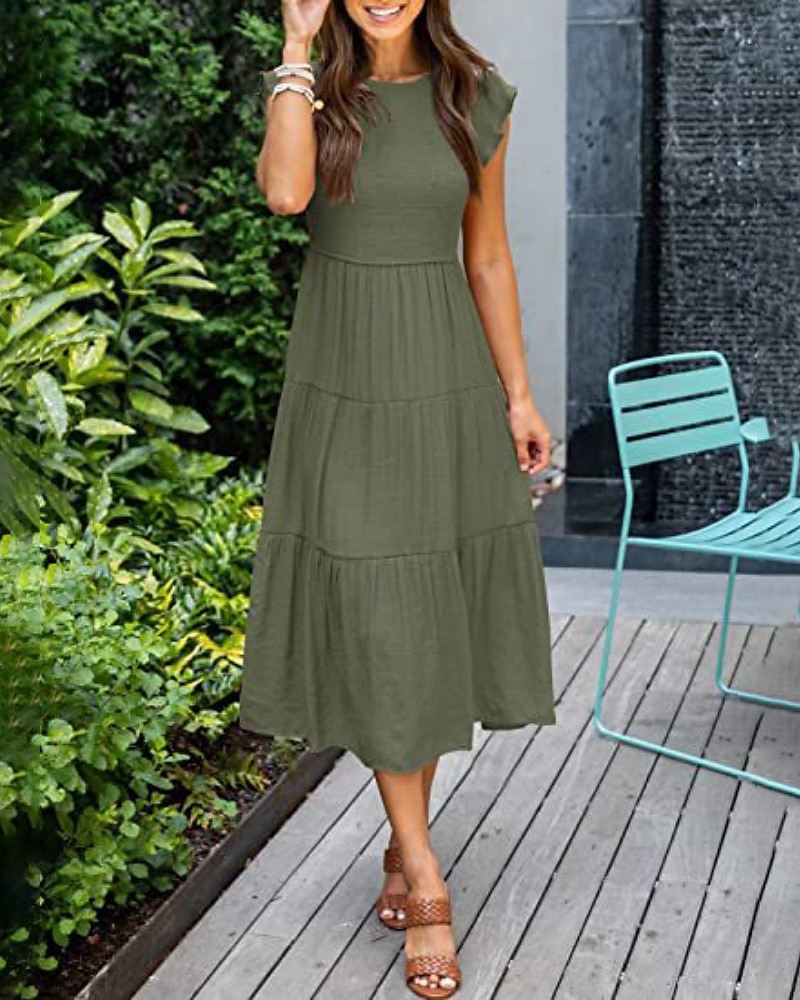 Femmes Robe Midi Robe Blanche Robe de remise des diplômes Mode Anniversaire Date Fête du thé Coupe régulière Uni Sans manches Col ras du cou Noir Blanche Vert Claire Vert Véronèse Été de 2025 ? $25.99 –P18