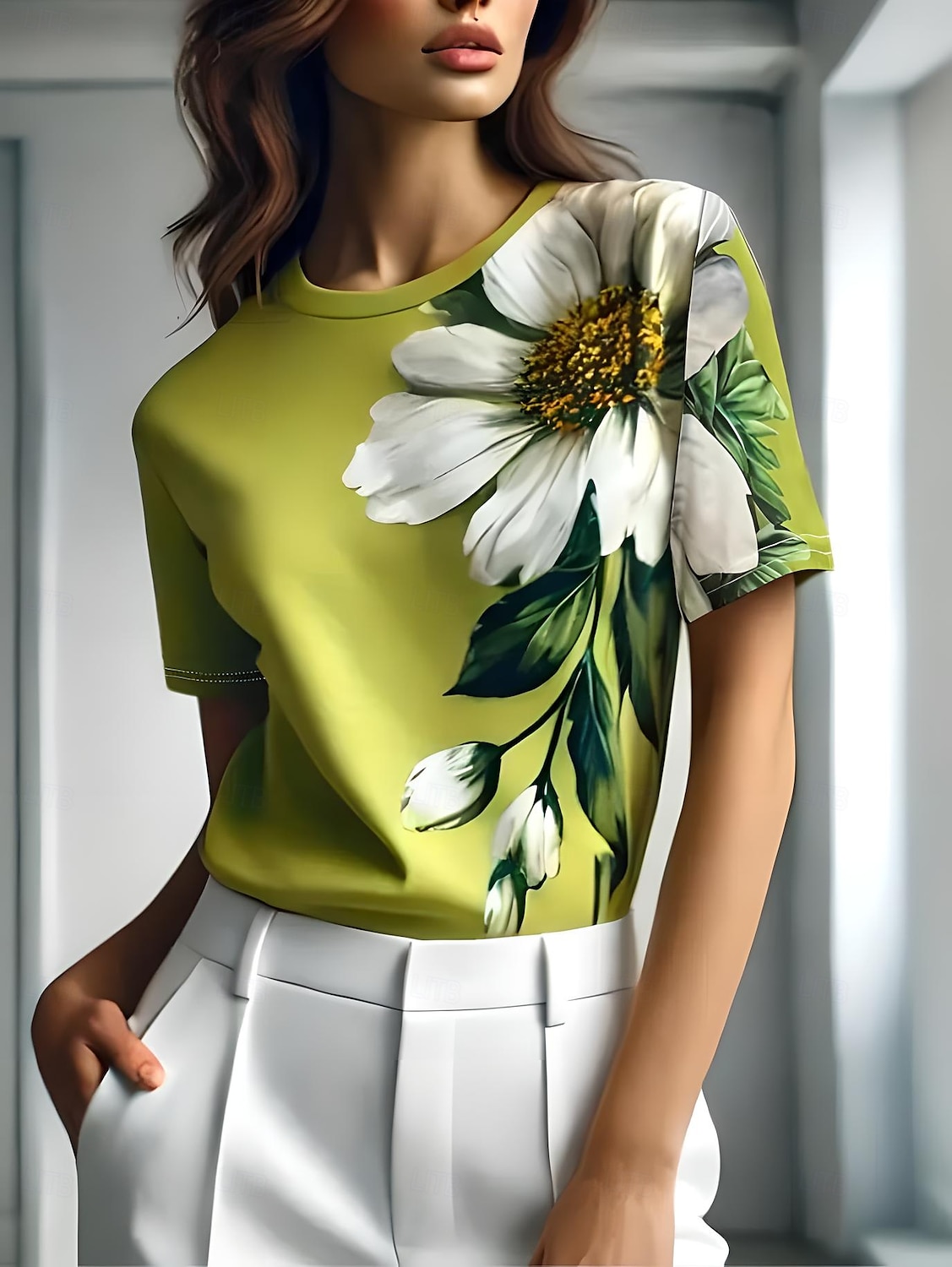 Pentru femei Tricou Floral Grafic Plante Epocă Stilat Clasic Manșon scurt Stil Nautic Rotund Topuri obișnuite Zilnic Sfârșit de săptămână Imprimeu Negru Albastru piscină Mov Trifoi Gri Vară Primăvară 2025 - $19.99 –P1